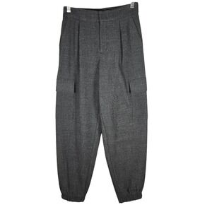 A New Day Plaid Cargo Jogger Pants Womens 2 Gray High Rise Pleated Workwear